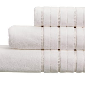 White Cotton Bath Towel with Metallic Stitching - Personalized Embroidery