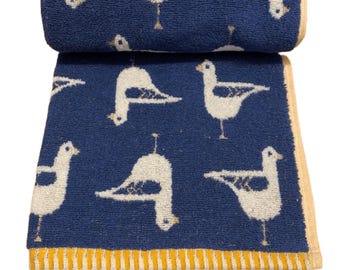 Toallas de algodón turco azul marino con diseño de gaviota: 100 % tejido jacquard.
