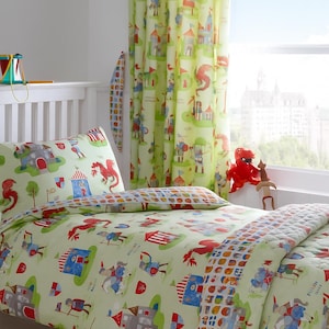 Knights and Dragons Reversible Duvet Cover Set – Kids Bedding with Optional Personalised Embroidered Pillowcase
