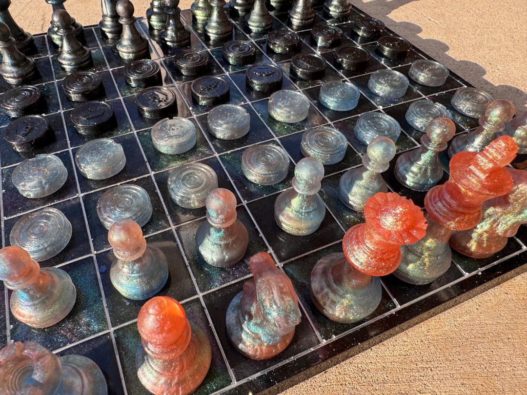 11 Inch X 11 Inch Space Galaxy Multichrome Epoxy Resin Chess/checkers ...