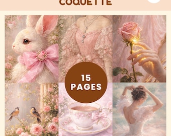 15 Coquette Paint by Numbers Bundle, Digital Coloring Pages for Adults, Printable Procreate Coloring Book, iPad Color by Number,Pink CBN PBN