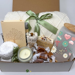 Nurse Appreciation Gift Box: Personalized Glass, Blanket & Spa Set