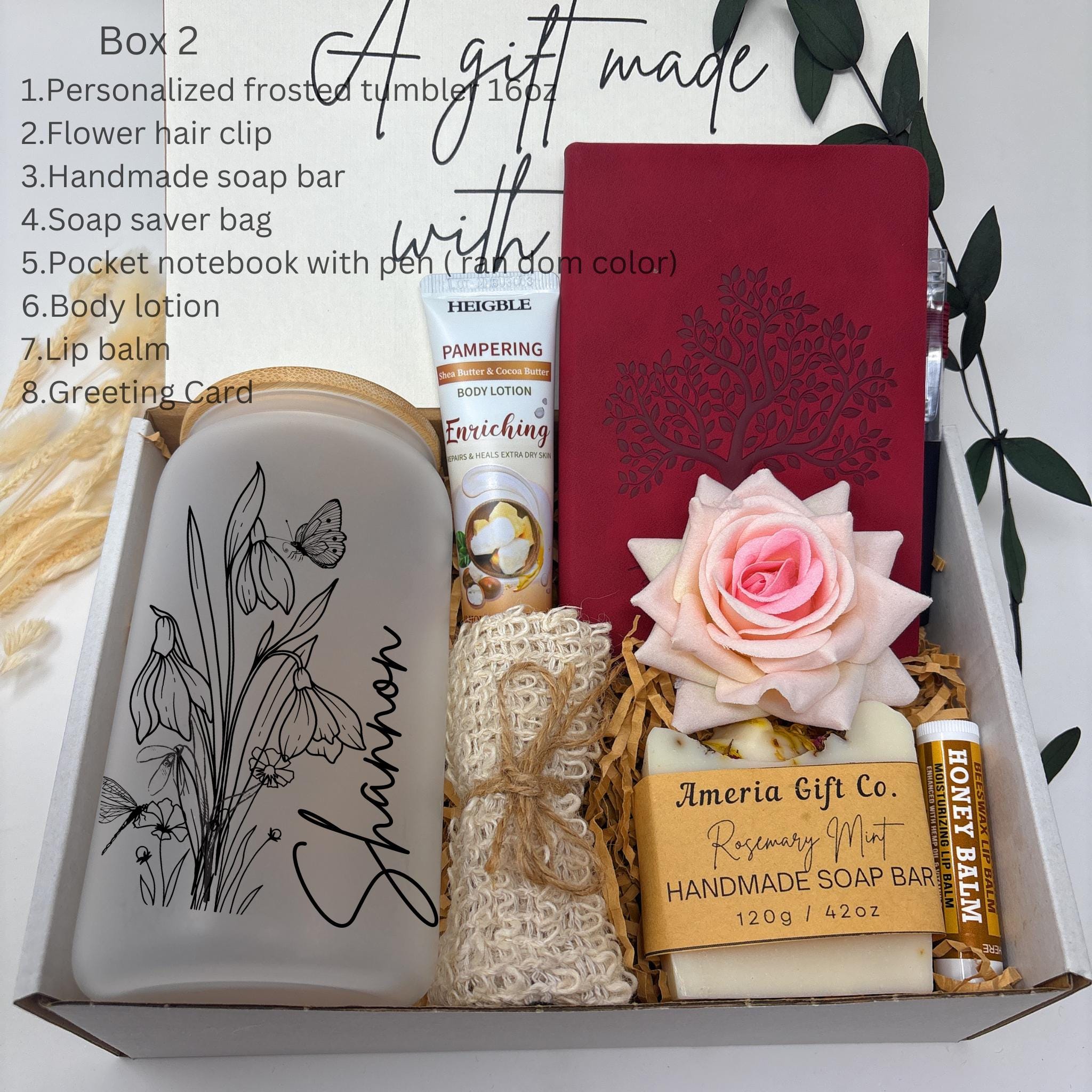 April Birthday Gift Box: Personalized Tumbler, Cozy Blanket, Handmade ...
