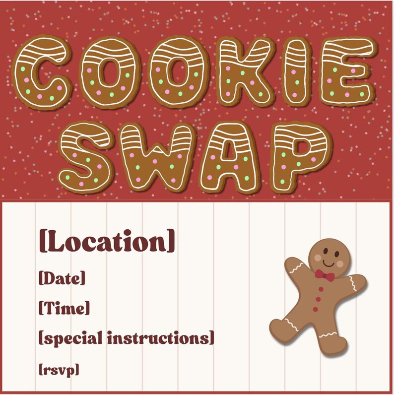 Cookie Swap Invitation Editable Canva Template Etsy