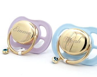 Real 14K Solid Gold Engravable Personalized Baby Pacifier | Perfect Gift for Baby | Purple Blue Green Personalized Gifts For Baby