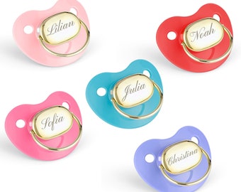 Real 14K Solid Gold Engravable Personalized Baby Pacifier | Perfect Gift for Baby | Pink Baby Pacifier Personalized Gifts For Baby