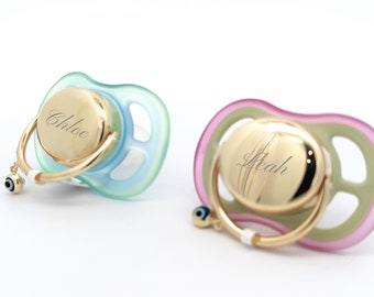 Real 14K Solid Gold Engravable Personalized Baby Pacifier | Perfect Gift for Baby | Pink and Blue Personalized Gifts For Baby