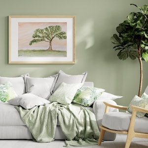 Soft Landscape Watercolor Print – Tranquil Nature Scene, Minimalist Wall Art, Earthy Tones Decor