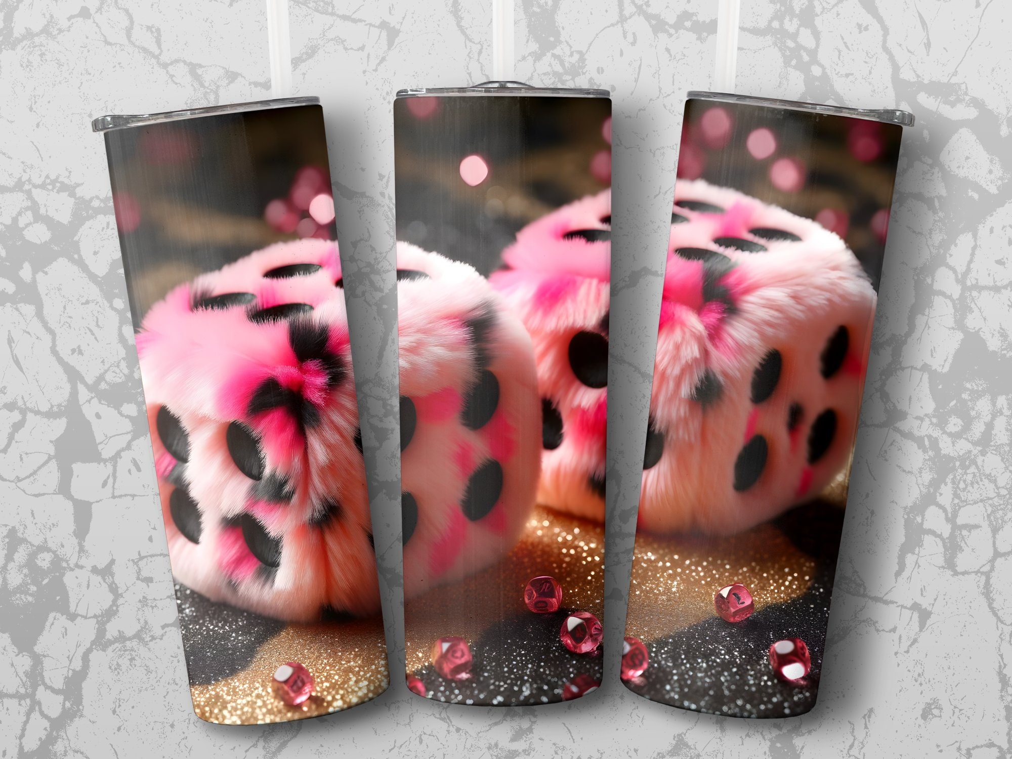 Lucky Fuzzy Dice - Light Pink – Deluxe Creations and Designs
