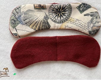 Sustainable Weighted Relax Eye Mask 100 Percent Cashmere and Silk, Chill, De-Stress, Sleep, Adjustable! Magellen/Rust Cashmere Cutie