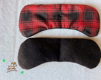 Sustainable Weighted Eye Mask 100% Upcycled Cashmere and Silk, Chillable, De-stress, Anxiety, Sleep, Adjustable! Tartan/Black Cashmere Cutie