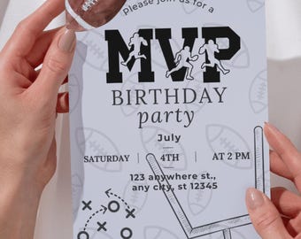 MVP Football Party Invitation | Football Birthday Invite | Sports Party Template | Editable Football Invite | Canva Pro | Instant Access