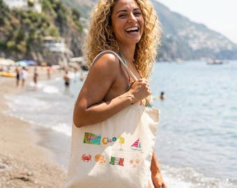Bolsa de lona Ciao Beach Life: compra ecológica, bolsa de playa, regalo para viajeros, bolsa de verano, bolsa para festivales.