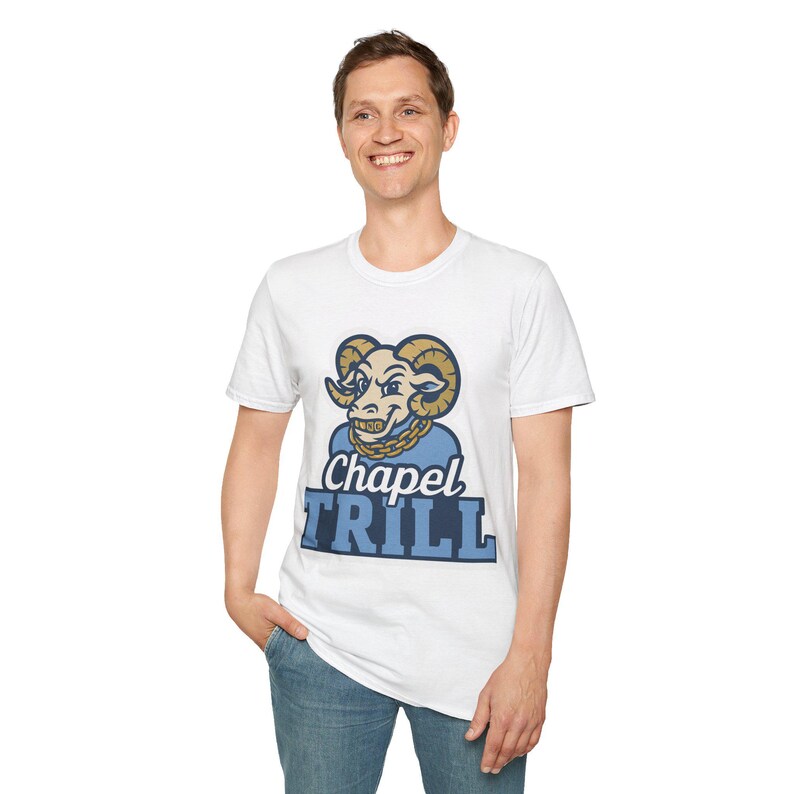 UNC Chapel Hill Chapel Trill Unisex T-Shirt, Tar Heel Fan Shirt, Softstyle Tee, College Apparel, North Carolina University, Carolina Blue image 5
