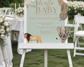 Safari Baby Shower Invitation | Gender Neutral Baby Shower Invite | Jungle Baby Shower Template | Editable Safari Baby Shower