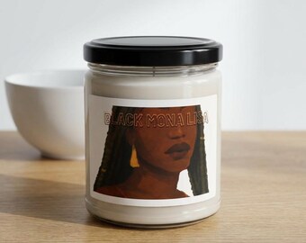 Black Mona Lisa portrait Candle | Scented 9oz