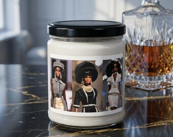 Vintage Fashion Doll Label Candle | 9oz Soy Jar, Retro Runway Dolls