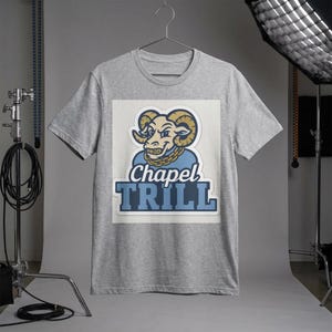 UNC Chapel Hill Chapel Trill Unisex T-Shirt, Tar Heel Fan Shirt, Softstyle Tee, College Apparel, North Carolina University, Carolina Blue image 2