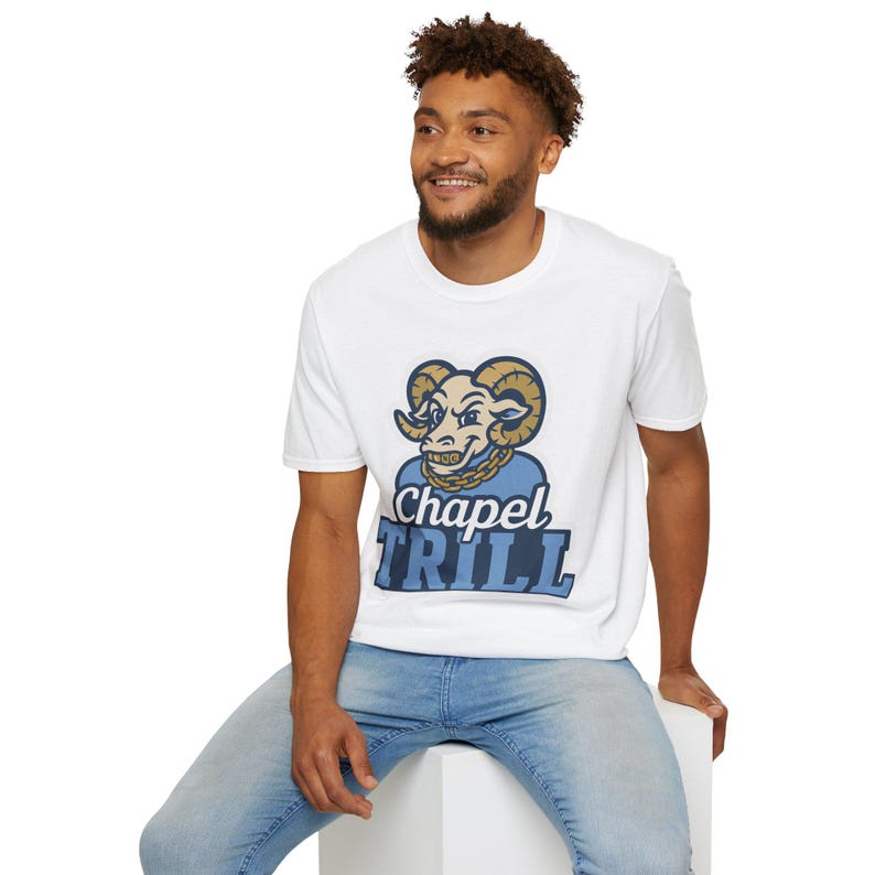UNC Chapel Hill Chapel Trill Unisex T-Shirt, Tar Heel Fan Shirt, Softstyle Tee, College Apparel, North Carolina University, Carolina Blue image 7