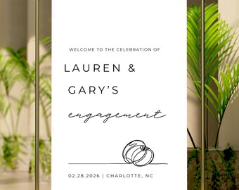 Editable Engagement Welcome Sign Template | Engagement Party Welcome Sign | Modern Engagement Party Decor | Custom Engagement Sign