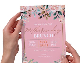 Mother's Day Brunch Invitation | Editable Canva Template (Digital Invite)