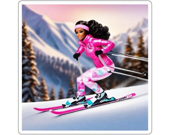 Ski Black Barbie Sticker