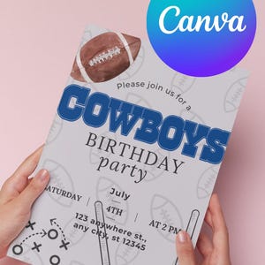 Cowboys Football Themed Birthday Invitation | Editable Digital Party Invite | Printable Template | Instant Download