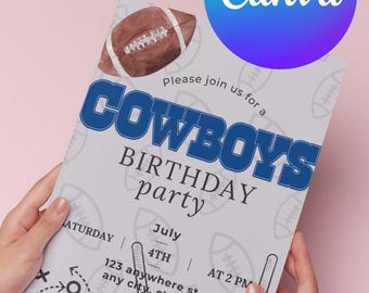 Cowboys Football Themed Birthday Invitation | Editable Digital Party Invite | Printable Template | Instant Download
