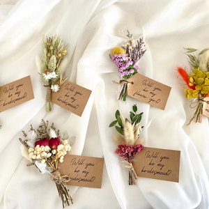 Pedido de madrinha, Você quer ser minha madrinha, Presente para pedido de madrinha, Flores secas, Mini pedido de madrinha, Festa de casamento