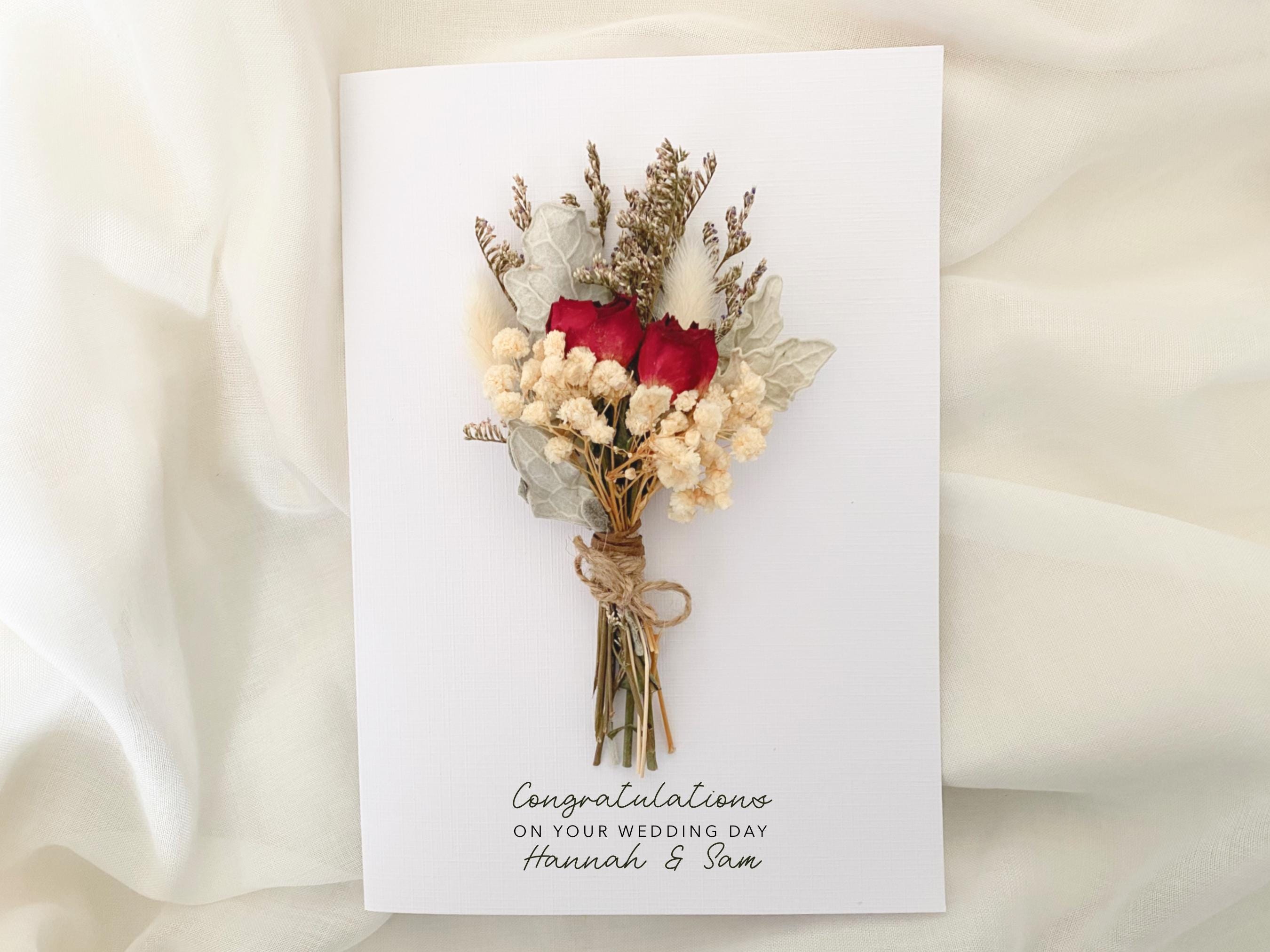 Personalised Wedding Card, Congratulations On Your Wedding Day, Mr & Mrs Card, Newlyweds, Bride and Groom, Wedding Card, Flower