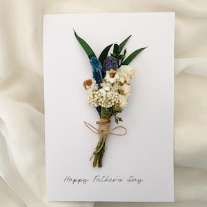 Vatertagskarte, glückliche Vatertagskarte, handgemachte Karten, Blumenvatertagskarte, Blumenstrauß, getrocknete Blume, glückliche Vatertagskarte