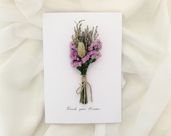 Carte de remerciement personnalisée, carte-cadeau bouquet de fleurs, carte de soutien pour ami, soeur, maman, papa, meilleur ami, carte de remerciement, merci