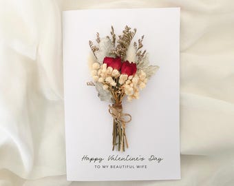 Tarjeta de San Valentín, tarjeta para tu esposa, tarjeta de aniversario con flores, tarjeta de aniversario para la feliz pareja, San Valentín