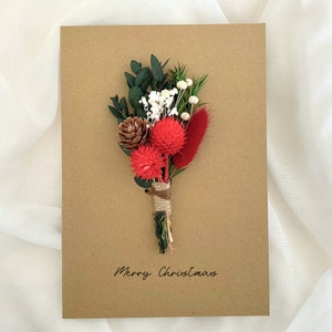 Pacote de cartões de feliz natal, feliz natal, cartão de natal personalizado, feliz natal, buquê de flores secas, cartão de lembrança feito à mão