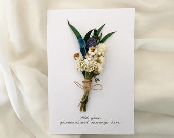 Personalised, custom card, Happy Birthday, Thank you, Personalised greeting card dried flower posey gift, Fully customisable