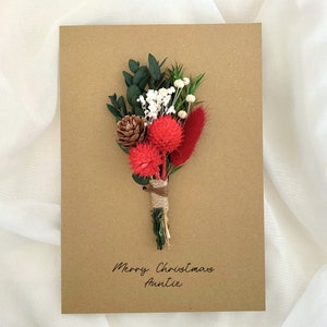 Feliz Natal Tia, Tio Cartão de Natal, Lembrança, Buquê de Flores Secas, Irmã Cartão de Natal Tia, Cartão de Natal, Presente