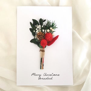 Feliz Natal, Avô, Avó, Cartão de Natal da Vovó, Lembrança, Flor Seca, Babá, Nan, Vovô Vovó, Cartão, Avós