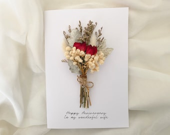 Carte de joyeux anniversaire pour femme, carte de joyeux premier anniversaire, carte d'anniversaire de fleurs, anniversaire de mariage, carte pour femme