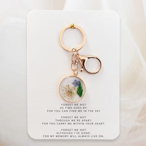 Vergeet me niet-sleutelhanger, herdenkingscadeau, rouwcadeau, medeleven, troostcadeau, cadeau Denk aan je, cadeau vergeet-mij-nietje, sleutelhanger