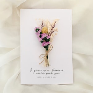Tarjeta del Día de la Madre, Tarjeta del Feliz Día de la Madre, Nanny Nana, Tarjeta Floral del Día de la Madre para la Abuela, Ramo, Flores Secas, Si las mamás fueran flores, poema