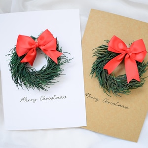 Cartão de Feliz Natal, Natal de Luxo, Cartão de Natal Personalizado, Feliz Natal, Coroa Seca, Lembrança Artesanal, Ornamento
