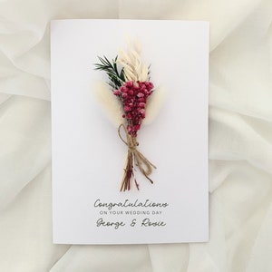 Gepersonaliseerde trouwkaart, gefeliciteerd met je trouwdag, kaart meneer en mevrouw, pas getrouwd, bruid en bruidegom, trouwkaart, bloem