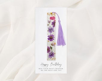 Happy Birthday Gift, Next Chapter, Happy Birthday Bookmark Gift, Happy Birthday to her, Floral Gift, Bookmark, Book Lover, Gift for her