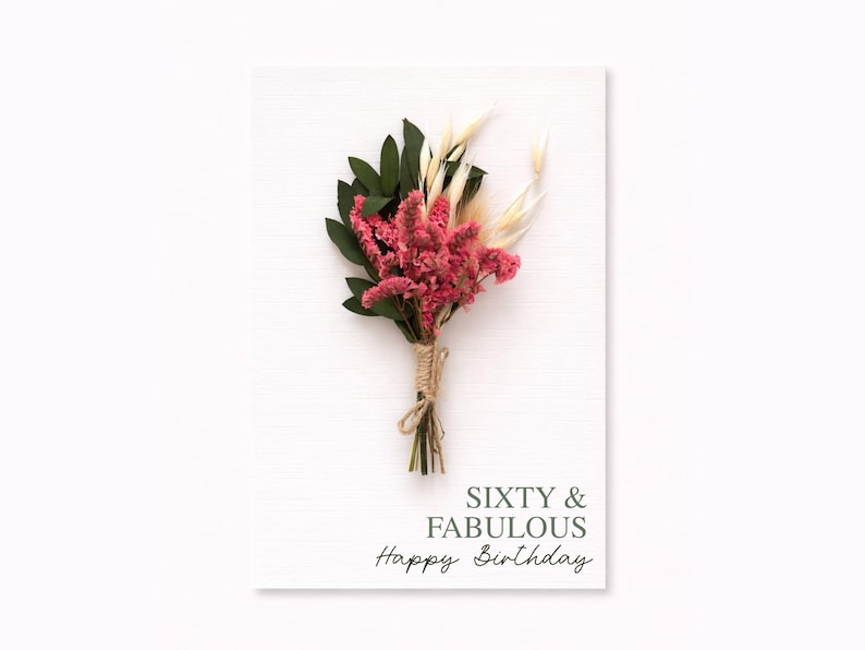 60th Birthday Card for Her, Elegant 60th Card, Milestone Birthday ...