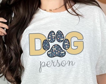Cute Dog Person Paw Print T-shirt for dog lovers, Gift for people that like dogs, Fun dog paw print shirt for her, Dog mom shirt