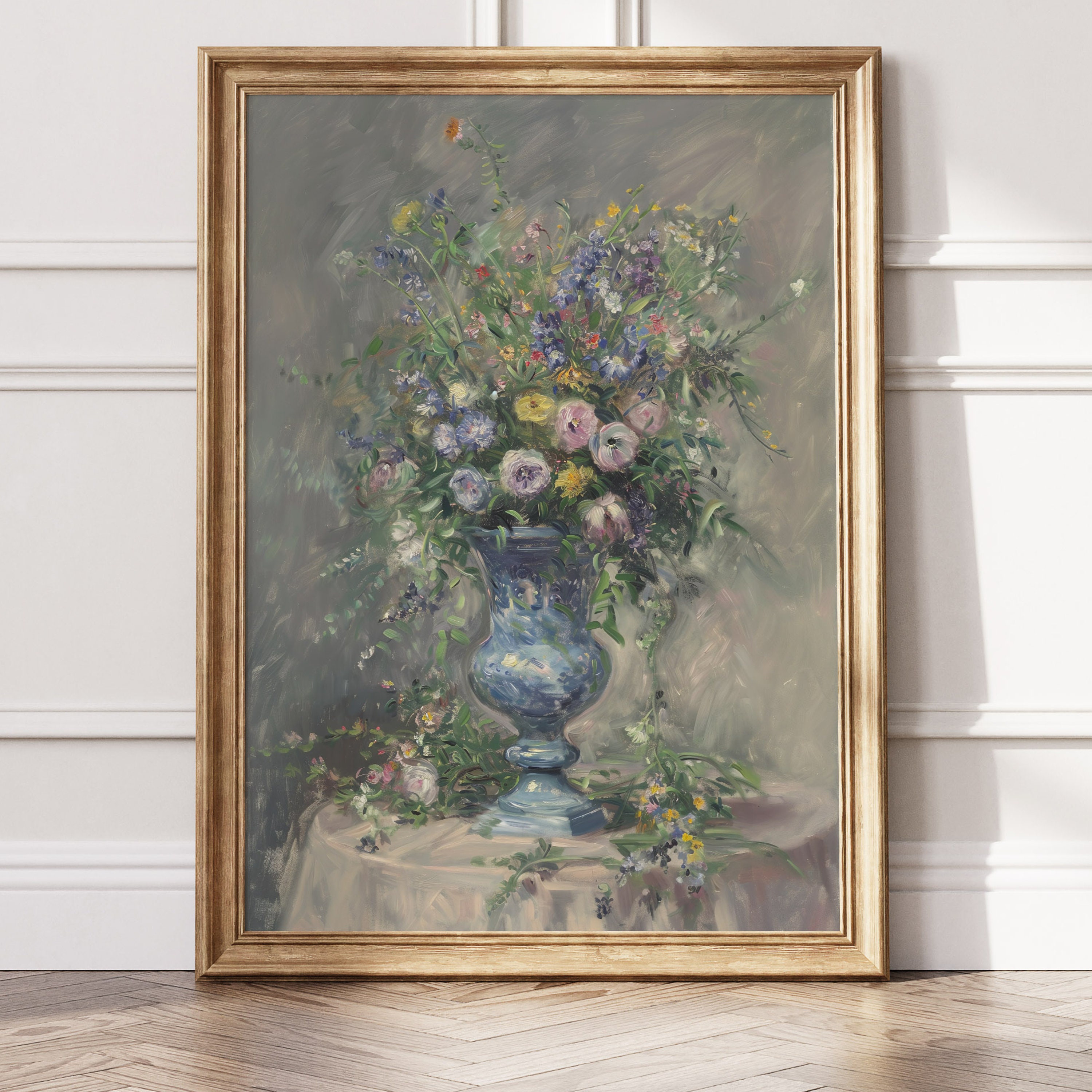 Vintage Wildflower Bouquet Printable Wall Art Vintage Elegance, Oil ...
