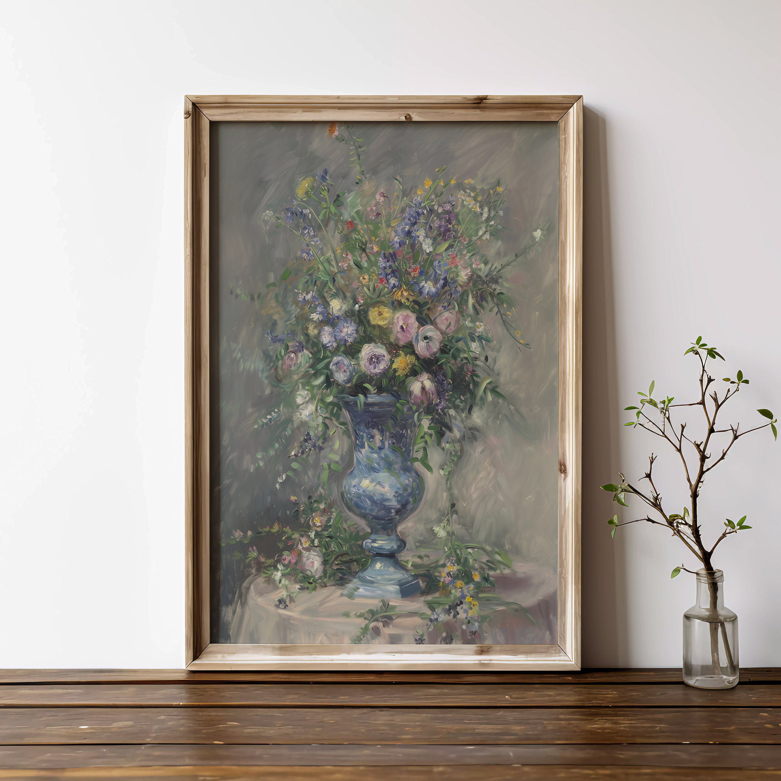 Vintage Wildflower Bouquet Printable Wall Art Vintage Elegance, Oil ...