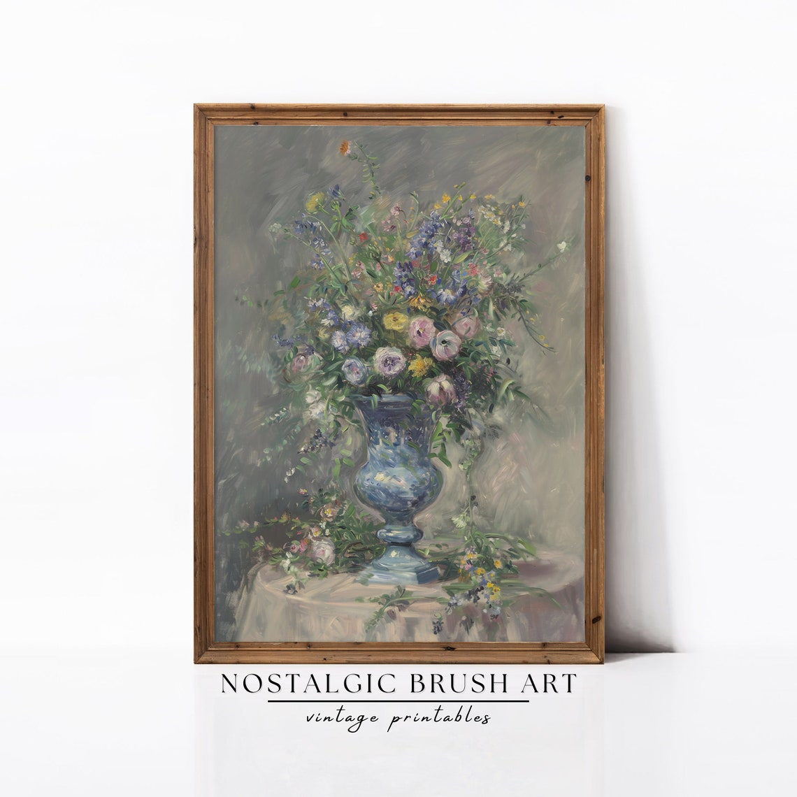 Vintage Wildflower Bouquet Printable Wall Art Vintage Elegance, Oil ...
