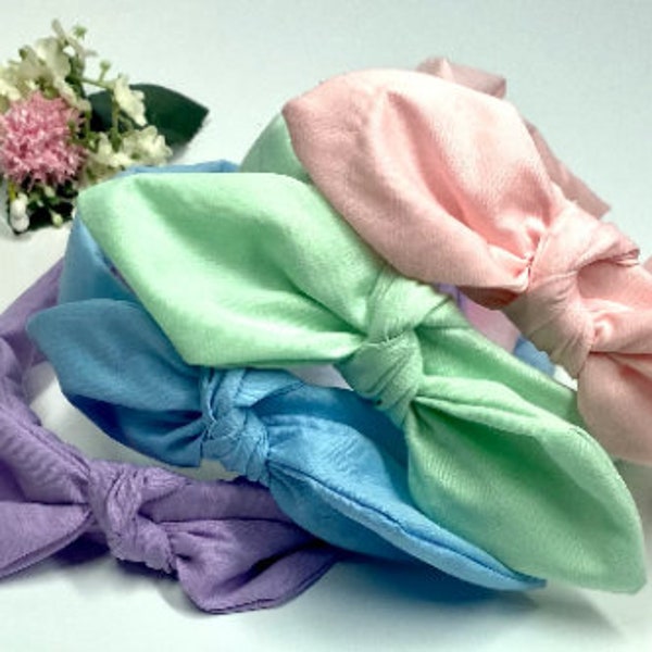 Spring Top Knot Bow Headband, Scarf Headband, Headbands for Adults and Kids, Easter Top Knot Headband, Knotted Bow Headband, Spring Headband