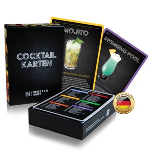 50 Cocktail Rezepte im Set deutsch - DIN A6 - extra QR-Code - Cocktail Rezeptbuch - Cocktail Karten - Cocktail Zubehör - Geschenk Rezeptbox
